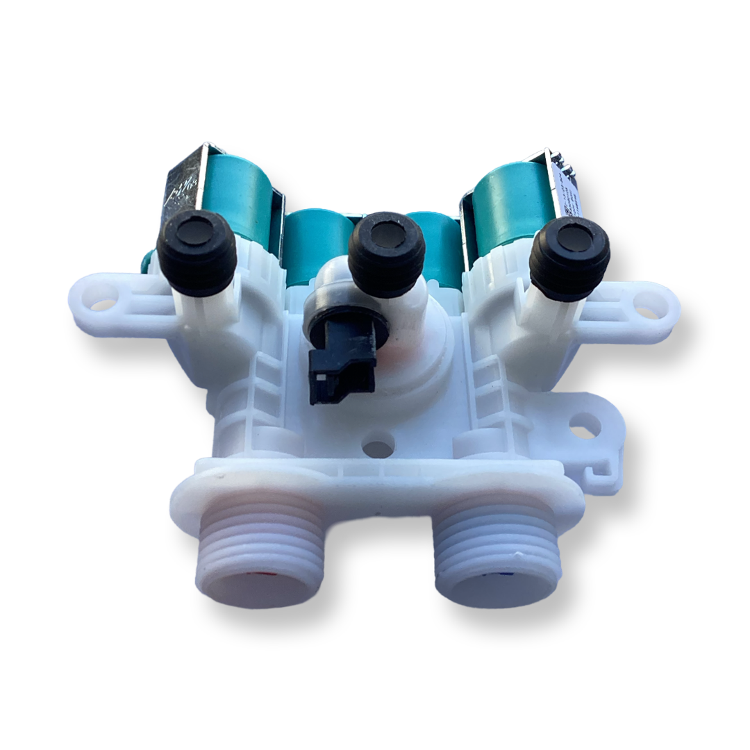 W11165546 Water Inlet Valve for Whirlpool top-load washers, replacement part for regulating water flow.