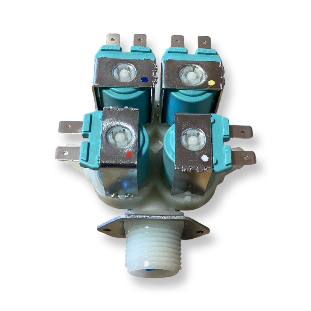 Samsung DC62-00214M washer water inlet valve, genuine OEM replacement part.