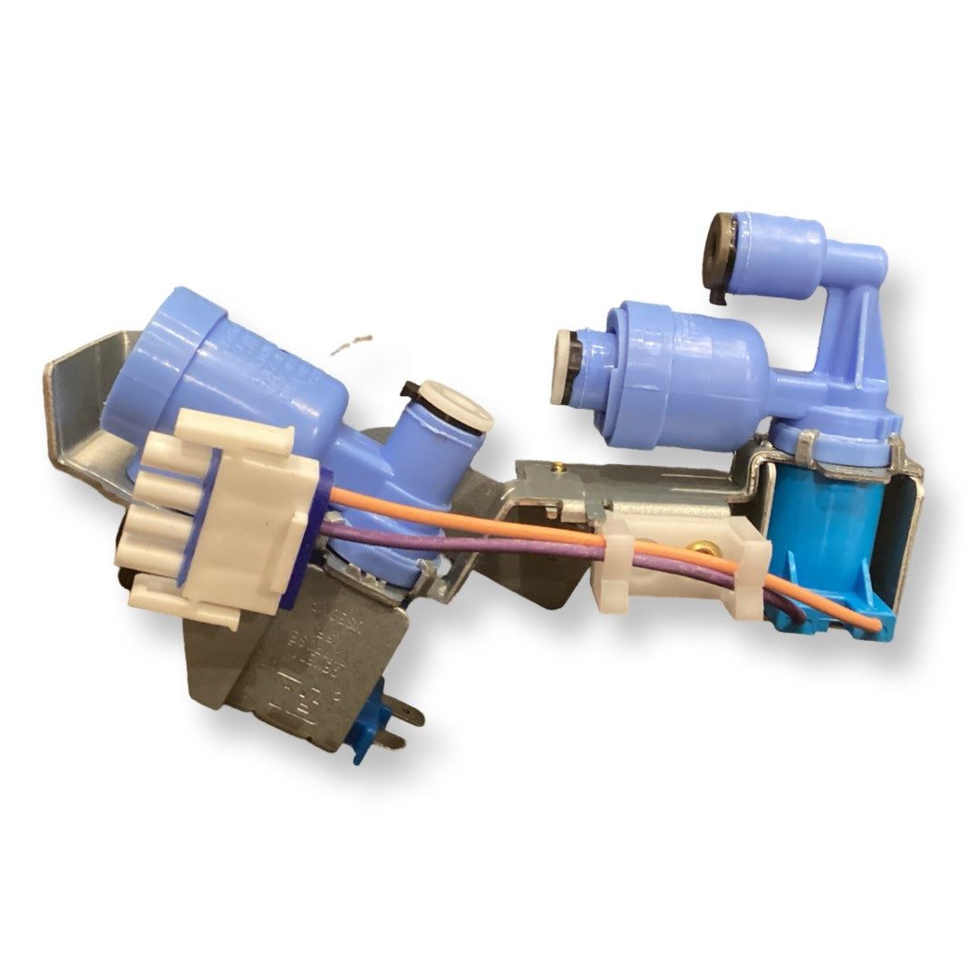 GE WR57X27527 Water Inlet Valve for GE refrigerators, OEM replacement part ensuring optimal water flow to ice maker and dispenser.