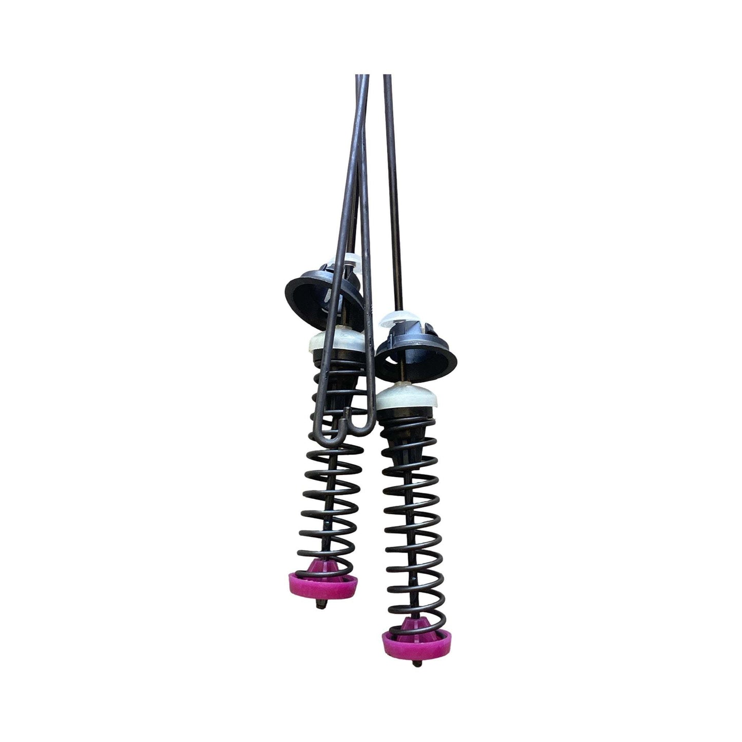 Whirlpool W11130356 Suspension Rod Kit with heavy-duty metal springs and plastic mounts for washer tub stabilization.