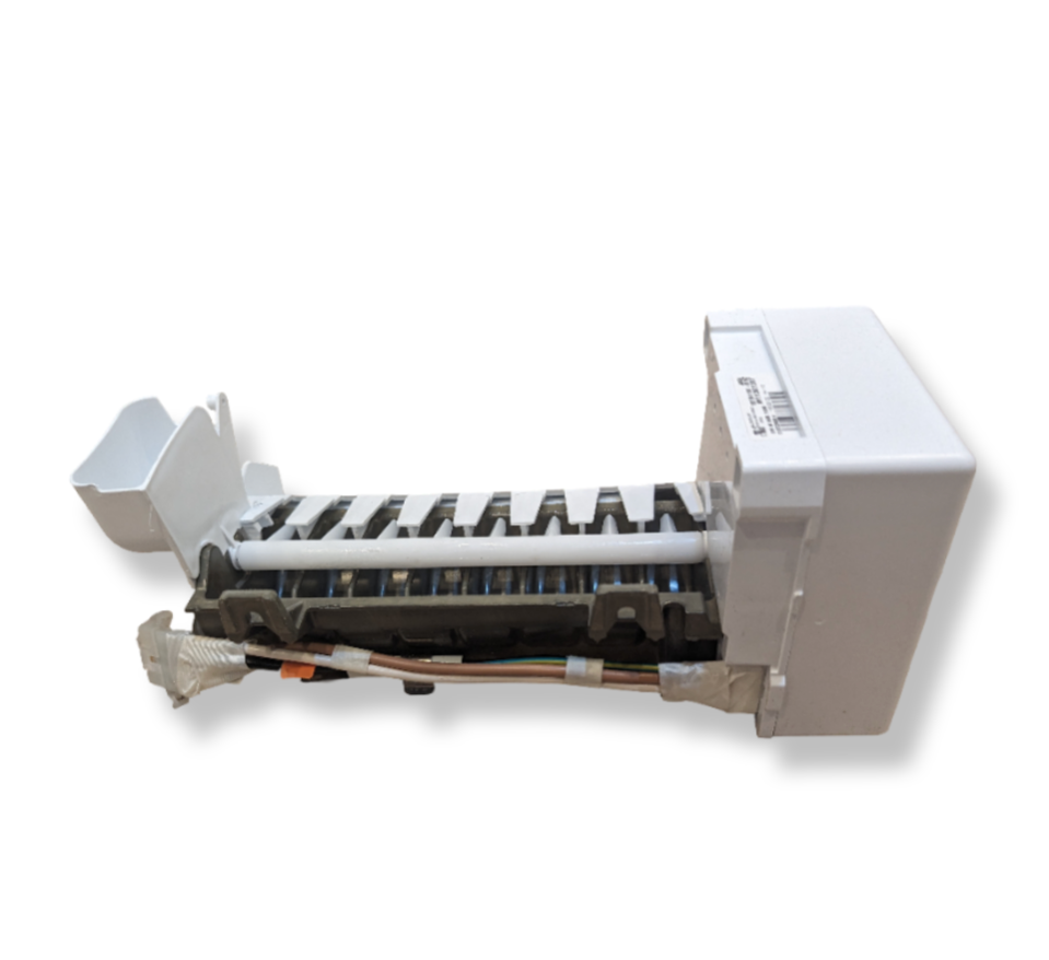OEM Refrigerator Ice Maker Assembly 2198597 for consistent ice production in Whirlpool refrigerators.