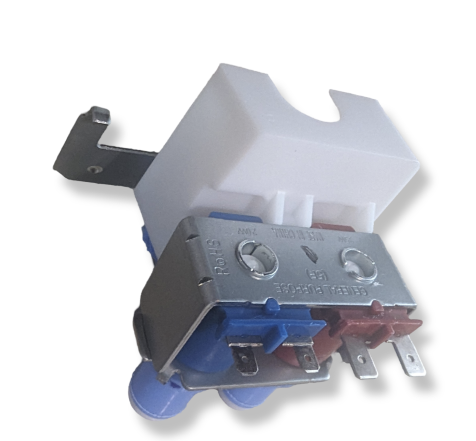 OEM WR57X33326 refrigerator water inlet valve assembly with guard for GE models.