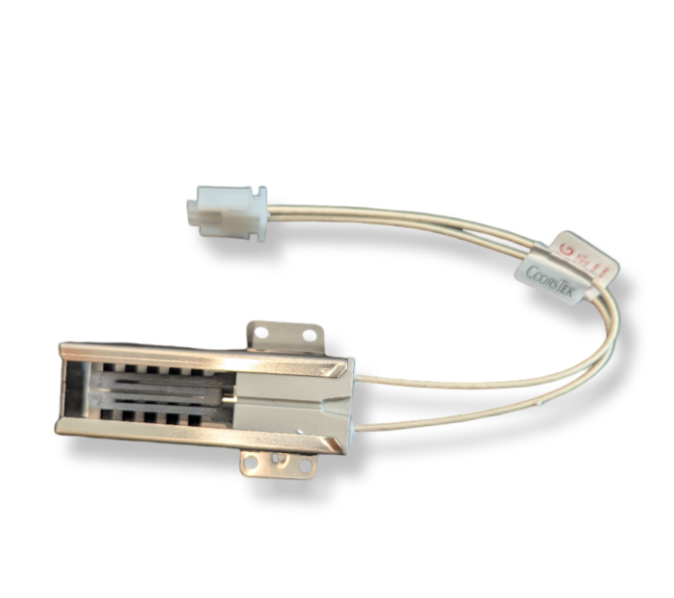 OEM WB13K21 Range Oven Burner Igniter for GE Ranges with ceramic and metal components, ensures efficient ignition.