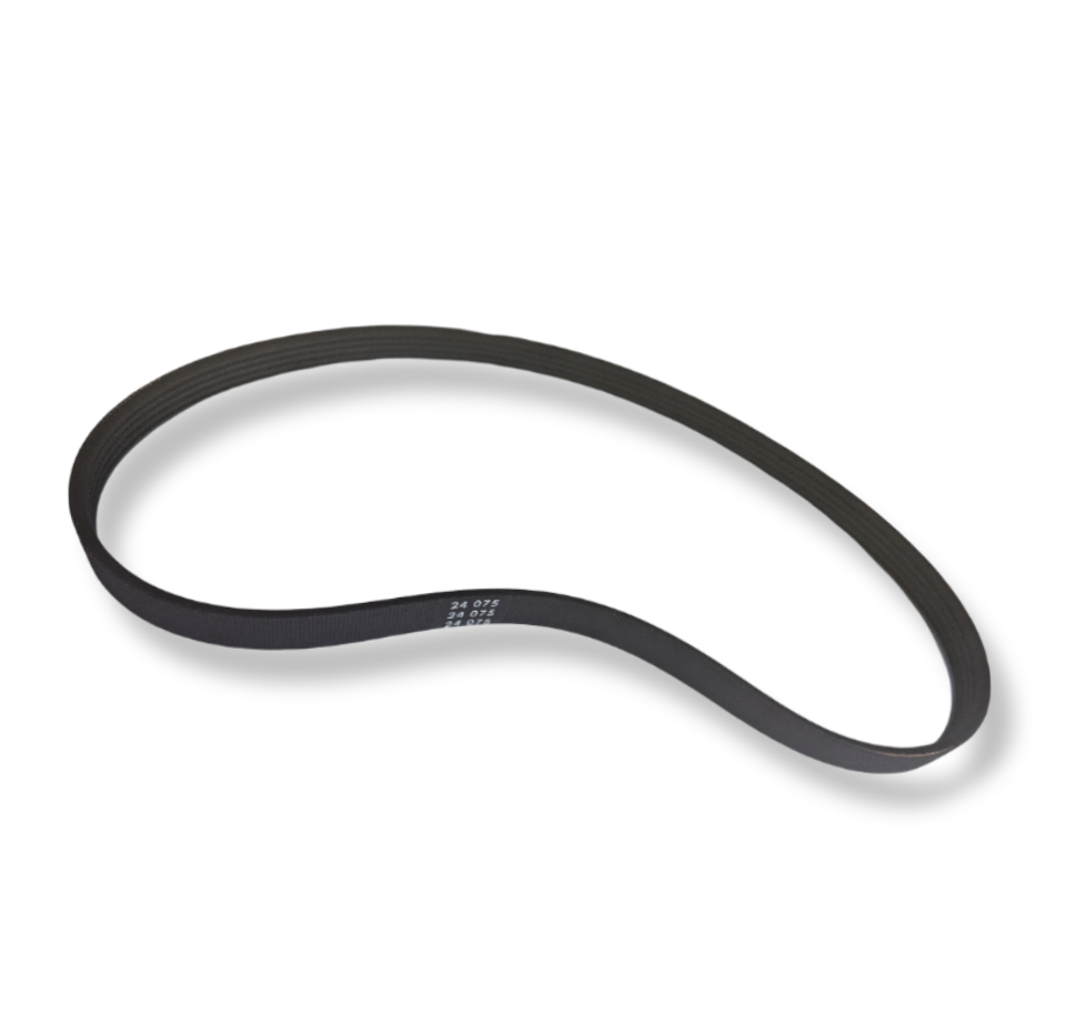 OEM GE WH01X27538 washer drive belt for GE washers, durable rubber, reliable replacement.