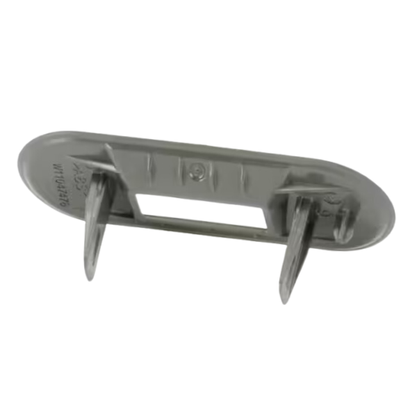 Whirlpool W11559688 Bezel Lid Lock in gray, genuine OEM replacement part.