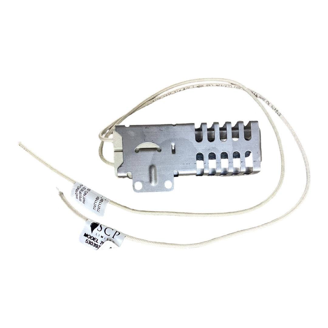Frigidaire 5303935066 Oven Igniter, genuine OEM replacement, flat-style with 18-inch wire, includes mounting bracket.