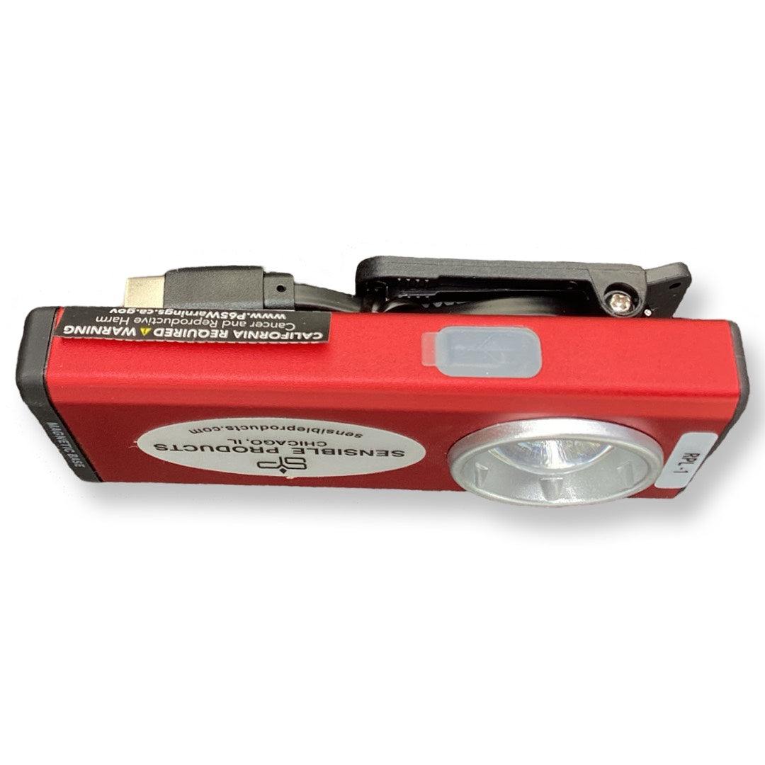 RPL-1 Rechargeable Pocket Flashlight, compact design, 500 lumens, durable anodized aluminum, micro USB charging.