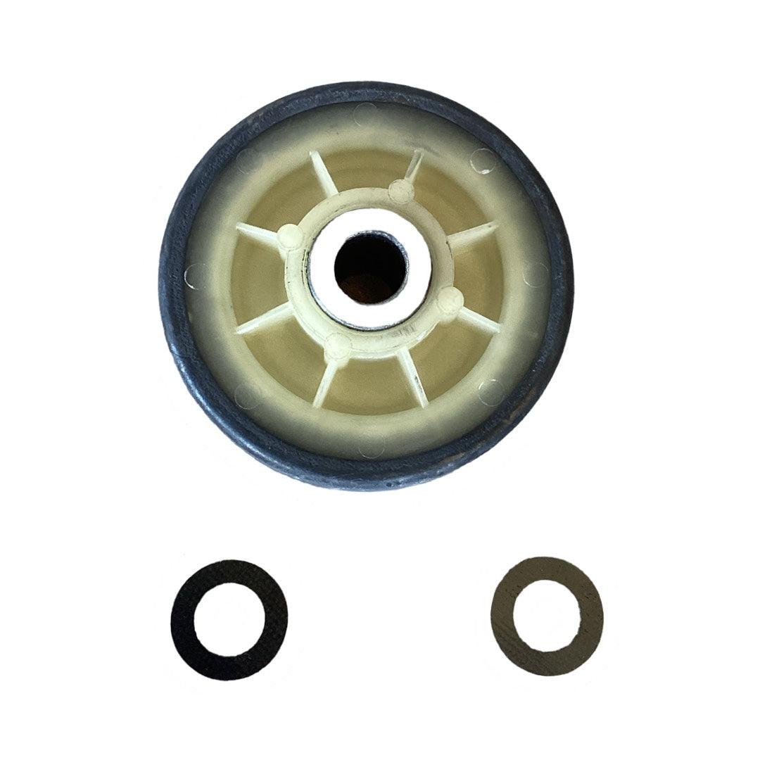 Whirlpool 12001541 drum roller replacement for dryers with components shown.