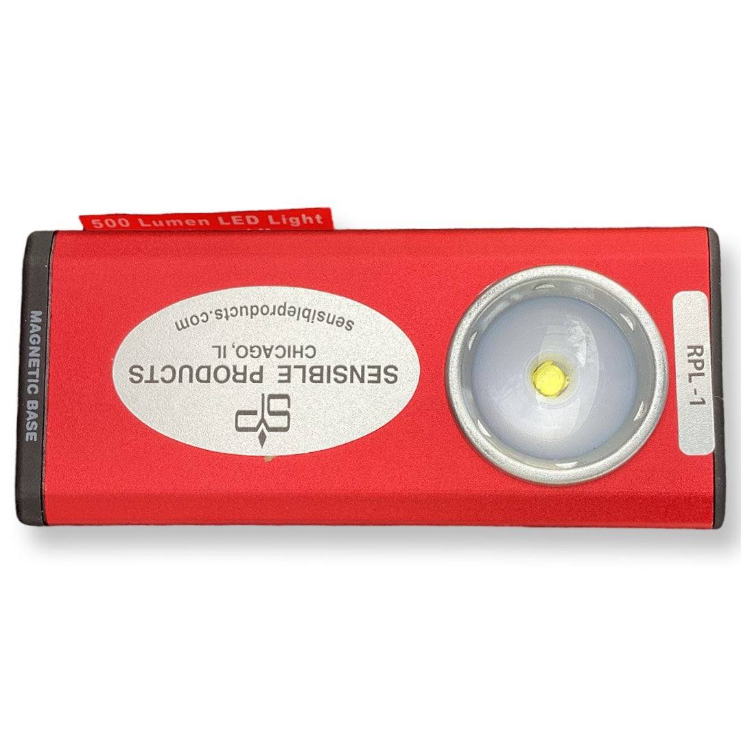 RPL-1 Rechargeable Pocket Flashlight, 500 Lumen Output, Compact Design, Red Anodized Aluminum Body.