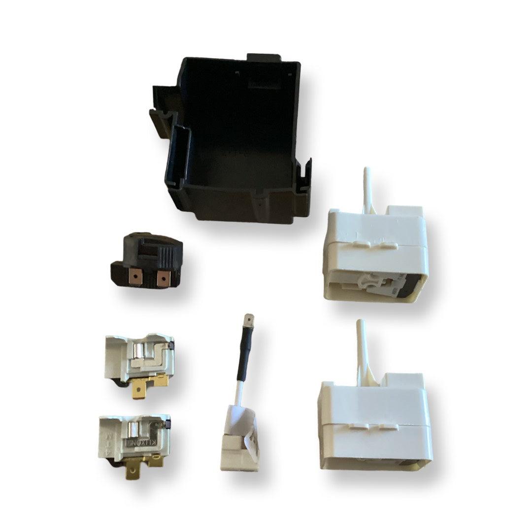 Whirlpool 8201786 refrigerator relay overload kit, OEM replacement parts for compressor protection and efficient cooling.